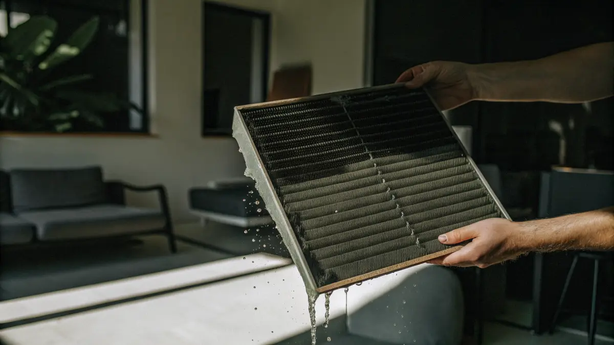 טכנאי מזגנים מנקה יחידה חיצונית